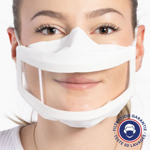 Masque transparent homologué : masque inclusif lavable Covid