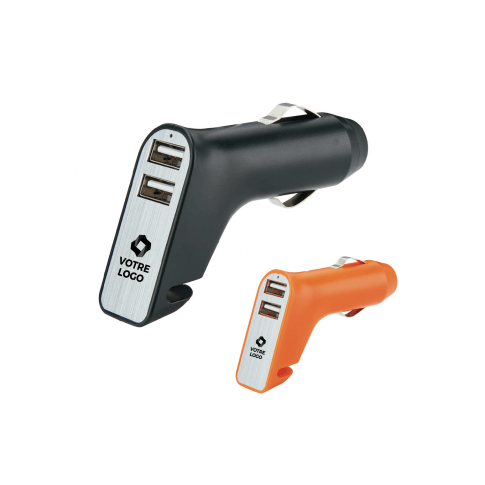Prise allume-cigare voiture 2 ports USB-A - Avec marteau pour casser les  vitres - Argent - Acheter sur PhoneLook