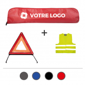 Kit sécurité routière : triangle et gilet fluorescent CE - Ref : 2970200