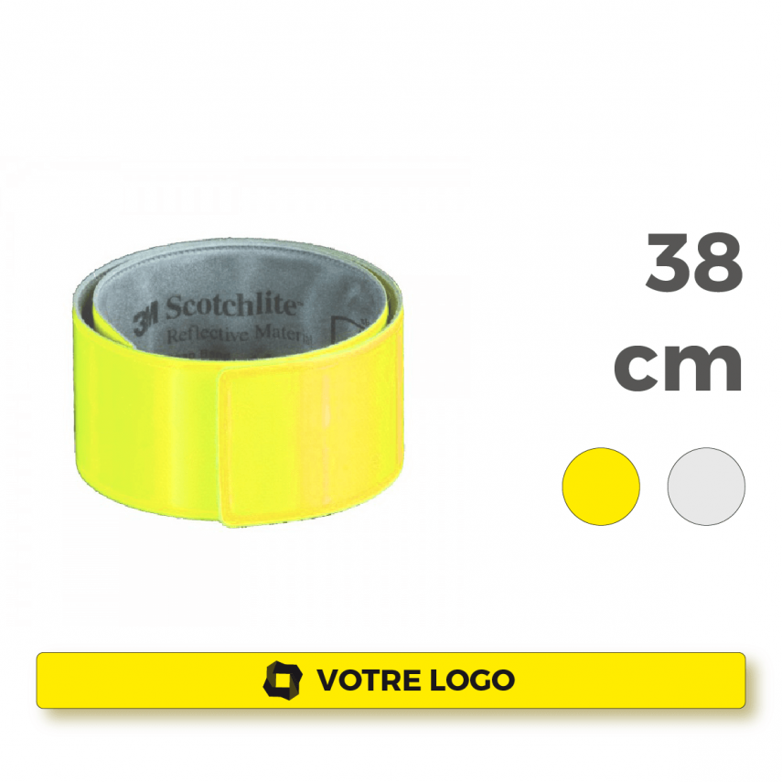 Brassard enrouleur 3x38 cm jaune fluo - Accessoire Vélo Pas Cher