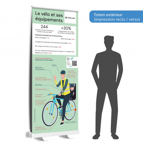 Totem enrouleur - Code de la route vélo et équipements du cycliste