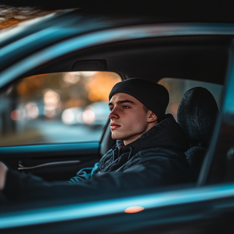 jeune conducteur au volant de sa voiture